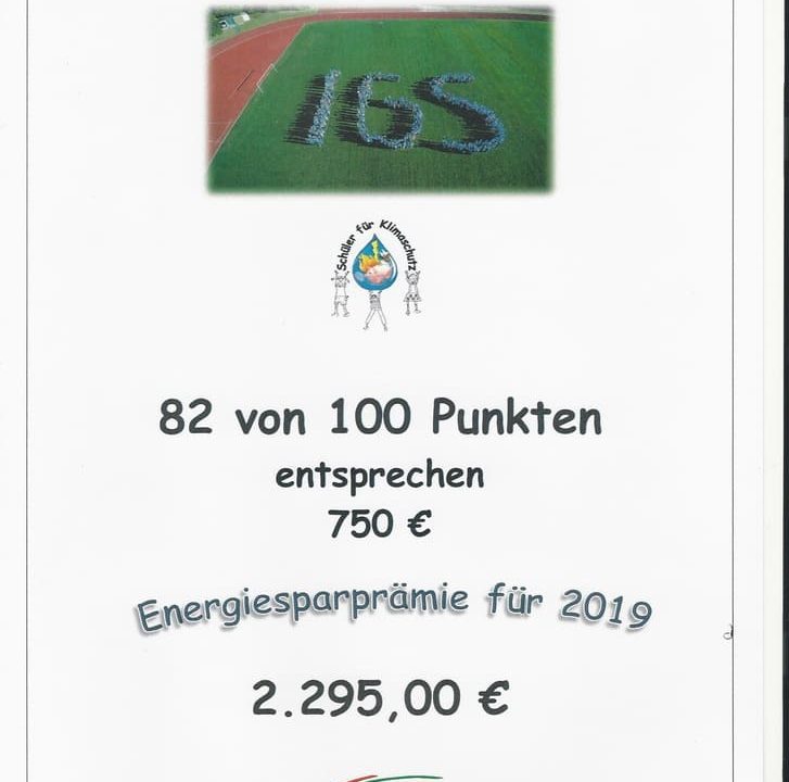 Urkunde zum Enegeriesparen 2019 an der IGS Celle